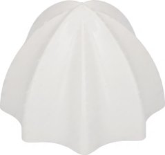 Plastikskegel grouss fir Zitruspress, wäisse geriwwelte Kegel mat längsleche Réisen. Plastikskegel grouss fir Zitruspress, wäisse geriwwelte Kegel mat längsleche Réisen.