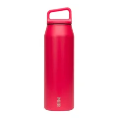 Bouteille MiiR à large ouverture en rose de 950 ml, idéale pour les voyages.