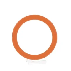 Orange silicone coffee machine head gasket on a white background