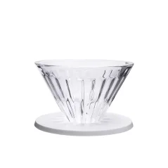 Timemore Crystal Eye, un filtre en verre blanc, idéal pour préparer du café par la méthode par goutte.