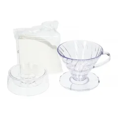 Set für die Kaffeezubereitung Hario V60 Drip-Assist in transparenter Farbe, ideal für Liebhaber von gefiltertem Kaffee. Set für die Kaffeezubereitung Hario V60 Drip-Assist in transparenter Farbe, ideal für Liebhaber von gefiltertem Kaffee.