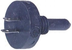 Thermistor fir d'Temperatursond, schwaarzt Plastikgehais mat zwee Faston-Stëft an enger Sondespëtz.