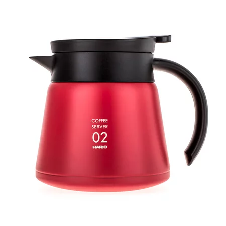 Pichon isotherme en acier inoxydable pour café V60-02 d'une capacité de 600 ml en couleur rouge.