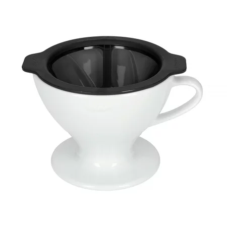 White Hario W60-02 drip coffee maker in an elegant design for quality coffee lovers.