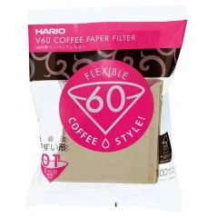 Hario V60-01 unbleached paper filters (100 pcs)