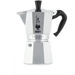 Bialetti Moka Express coffee maker with a capacity for 6 cups