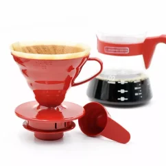 Hario sada V60-02 Pour Over Kit plastový červený