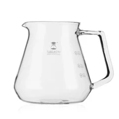 Koffiekan Timemore Coffee Server met een inhoud van 600 ml, gemaakt van helder glas, ideaal voor het bereiden en serveren van filterkoffie.