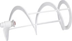 Wäisst Plastikstéck mat dräi bogeförmege Schlaangen an engem klenge Stecker mat Gewand un engem Enn. Wäisst Plastikstéck mat dräi bogeförmege Schlaangen an engem klenge Stecker mat Gewand un engem Enn.