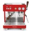 Red Ascaso Baby T coffee machine with wooden accents.