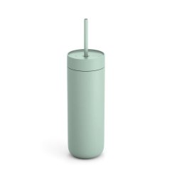 Vaso térmico con caña para bebidas frías en color menta. Vaso térmico con caña para bebidas frías en color menta.