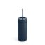 Gobelet isolant avec paille pour boissons froides en couleur bleue.