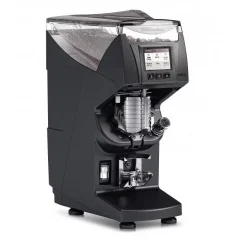 Espresso mlynček na kávu Nuova Simonelli GX85W v čiernej farbe s funkciou nastaviteľnej hrubosti mletia.