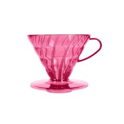 Rozā plastmasas Hario V60-02 kafijas pagatavošanas konuss 2-4 krūzēm.