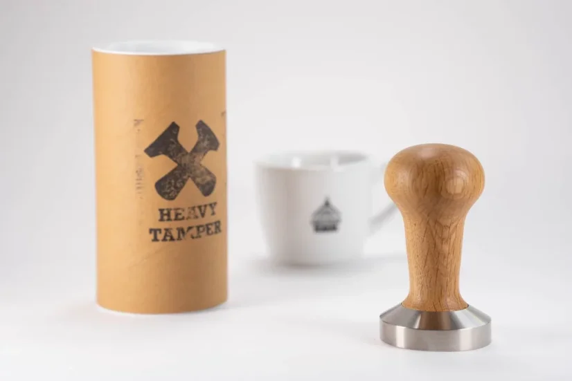 Stainless Steel Heavy Tamper 50 mm with Oak Handle and Cup