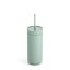 Tasse isolante avec paille pour boissons froides en couleur menthe.