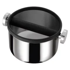 Récipient à marc de café en acier inoxydable Motta pour utilisation avec une machine à café.