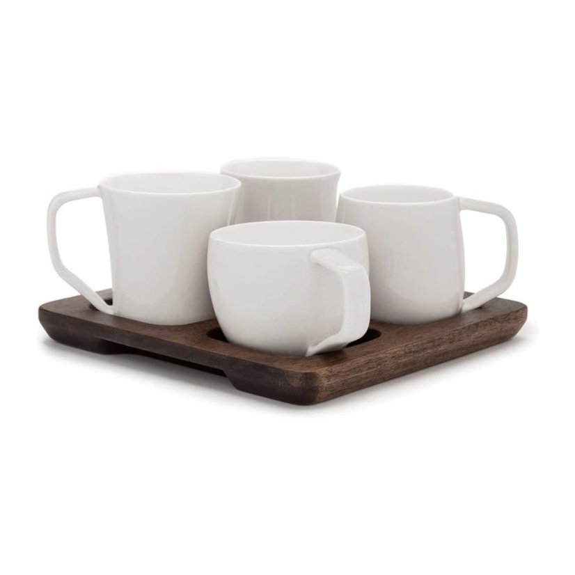 Sada bielych porcelánových hrnčekov Espro.