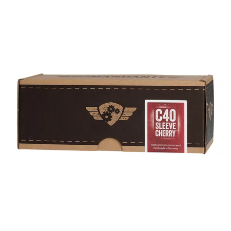 Red felt sleeve for Comandante C40, designed to protect manual coffee grinders.