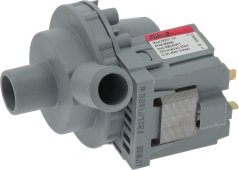 Ofwaasserpompel 40 W, 230 V, 50 Hz, grave Plastikpompel mat zwee Schlauchuschlëss an engem elektresche Stecker mat Pins op der Säit. Ofwaasserpompel 40 W, 230 V, 50 Hz, grave Plastikpompel mat zwee Schlauchuschlëss an engem elektresche Stecker mat Pins op der Säit.