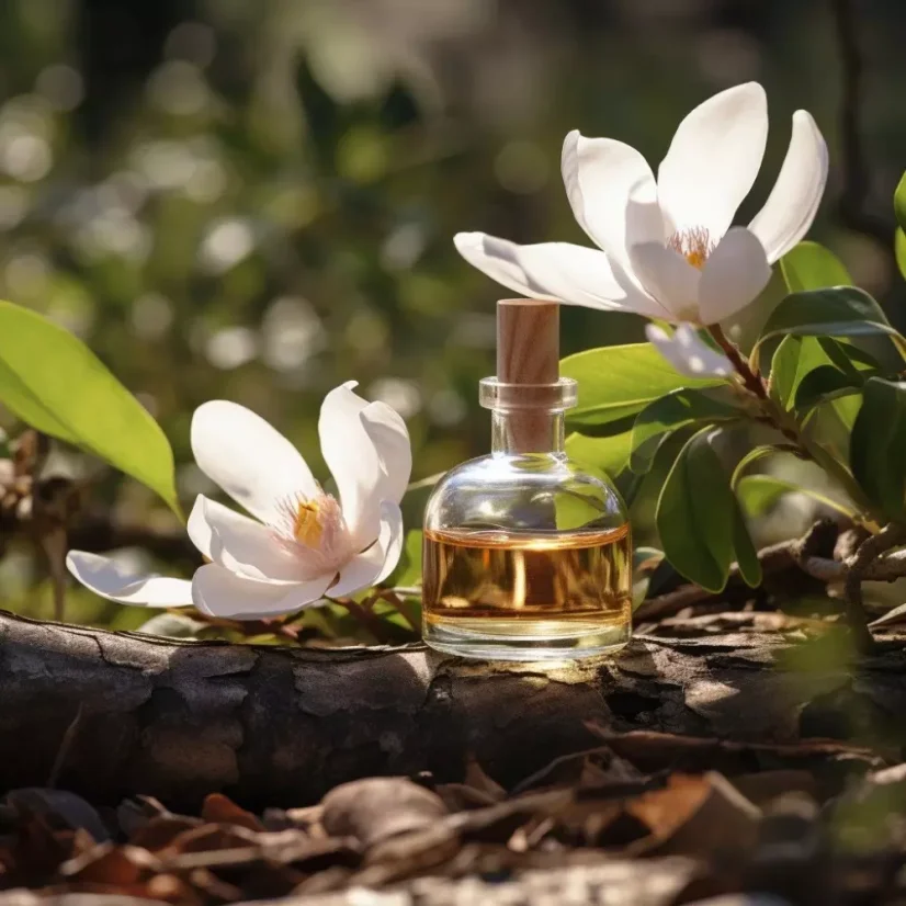 Huile essentielle de Magnolia en flacon de 10 ml, au parfum floral délicat pour l'aromathérapie.