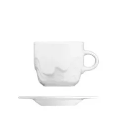 weiße Melodie-Tasse für die Zubereitung von Cappuccino