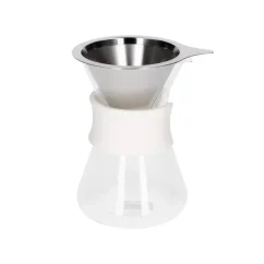 La cafetière en verre blanche est un élégant appareil qui permet de préparer 1 à 2 tasses de café de qualité à la fois.