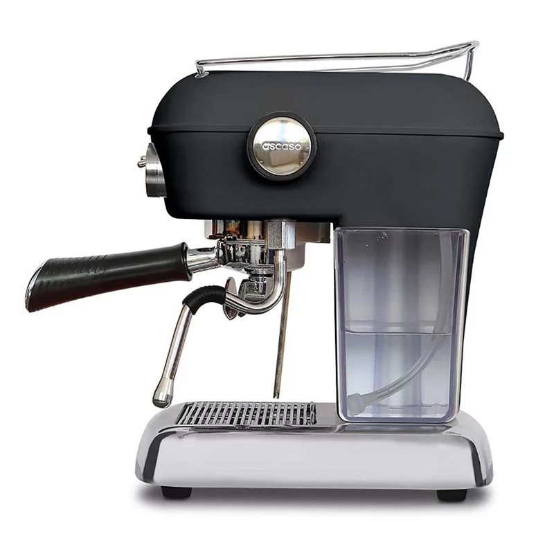 Pákový kávéfőző Ascaso Dream ONE antracitszürke színben, ideális az otthoni kávézó stílusú espresso elkészítéséhez.