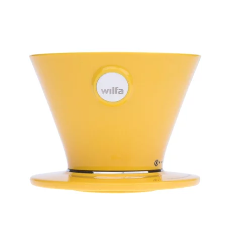 The yellow pour-over dripper with a capacity of 50 ml is ideal for coffee lovers who prefer manual brewing.
