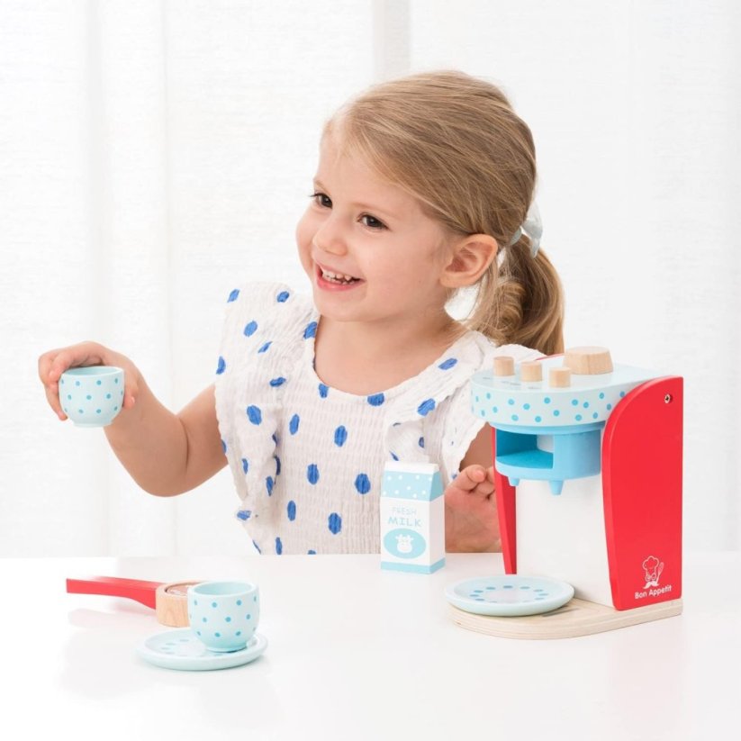 New Classic Toys - Máquina de café para crianças vermelha/azul