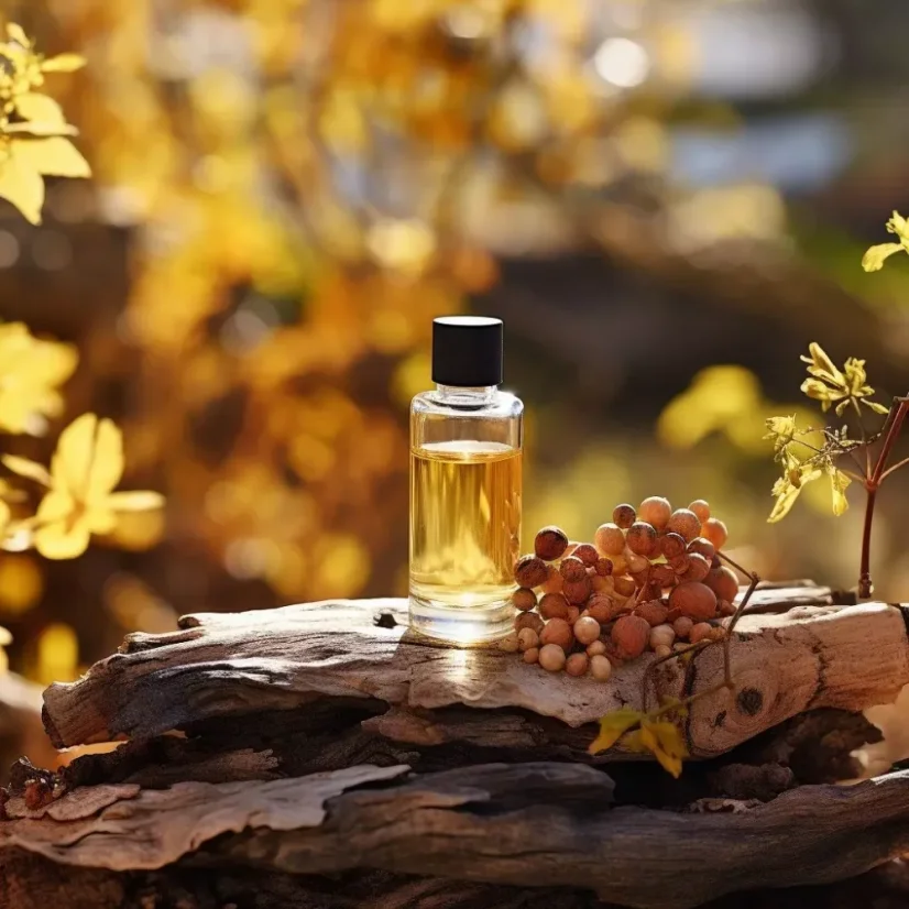 Fľaša 100% prírodného esenciálneho oleja s objemom 10 ml s certifikáciou 100% Organic.