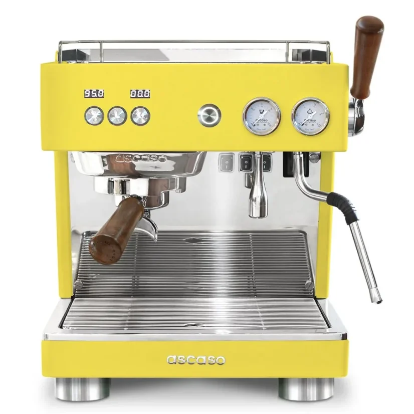 Lever espresso machine Ascaso Baby T in yellow.