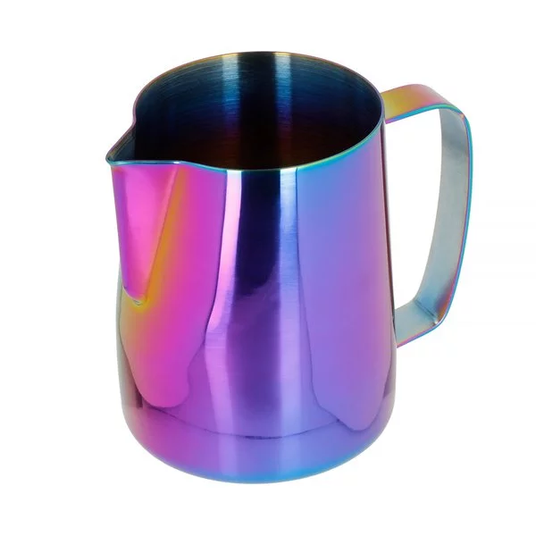 Barista Space Rainbow milk pitcher with a capacity of 600 ml in an attractive rainbow design.
