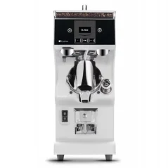 White espresso coffee grinder Victoria Arduino Mythos MYONE with timer-stopwatch function. White espresso coffee grinder Victoria Arduino Mythos MYONE with timer-stopwatch function.