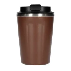 Thermobecher Asobu Cafe Compact mit einem Fassungsvermögen von 380 ml in eleganter brauner Farbe, ideal für unterwegs.