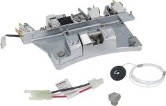 Komplett Diereschloss-Set, Metallkonsol mat Schalter, engem schwaarze Knäppchen, enger Sond an engem Stecker. Komplett Diereschloss-Set, Metallkonsol mat Schalter, engem schwaarze Knäppchen, enger Sond an engem Stecker.
