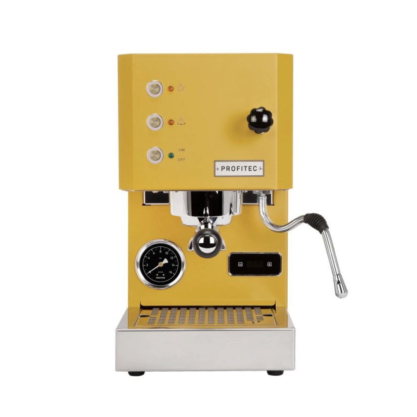 Single-serve espresso machine in yellow.