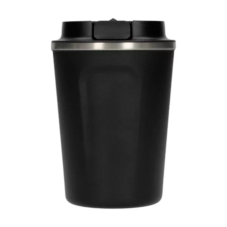 Black reusable Asobu Cafe Compact travel mug with a capacity of 380 ml, ideal for travel.