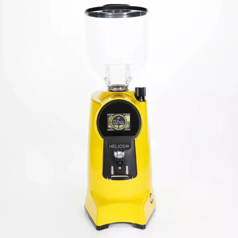Electric coffee grinder in yellow color Eureka Helios 75.