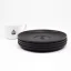 Black Huskee saucer, 4 pieces stacked on a white background with a coffee cup. Black Huskee saucer, 4 pieces stacked on a white background with a coffee cup.