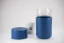 Blue Frank Green thermos in Deep Ocean color with a coffee cup