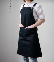 Barista apron with straps black