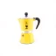Yellow Bialetti Rainbow 3 moka pot with a capacity to prepare up to 3 cups of coffee.
