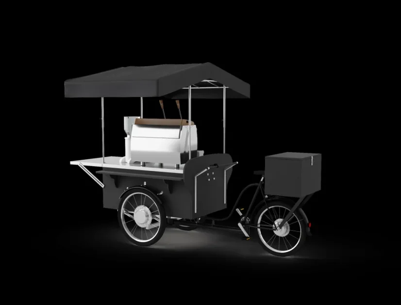 Mobile coffee bar on wheels - black coffee bike