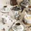 Silver Bialetti Moka Express coffee maker for brewing two cups of espresso.
