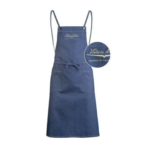 Blue barista apron, ideal for professional baristas.
