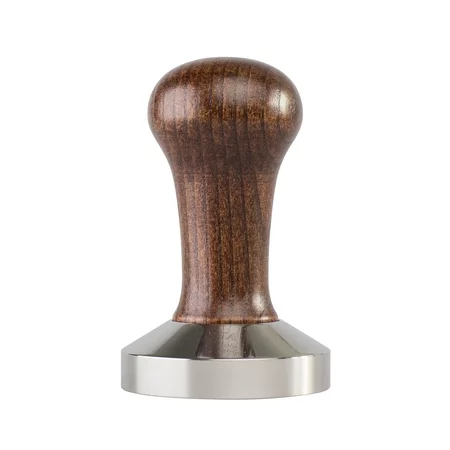 Ručný tamper Motta s hnedým dreveným držadlom o priemere 58,4 mm, určený pre kávovary.