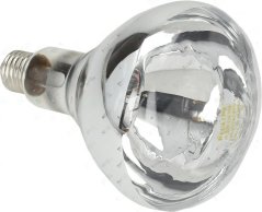 Infraroutlampe Philips ELFRAMO mat kloerem Glas, enger silbereger Schicht an enger E27-Sockel.