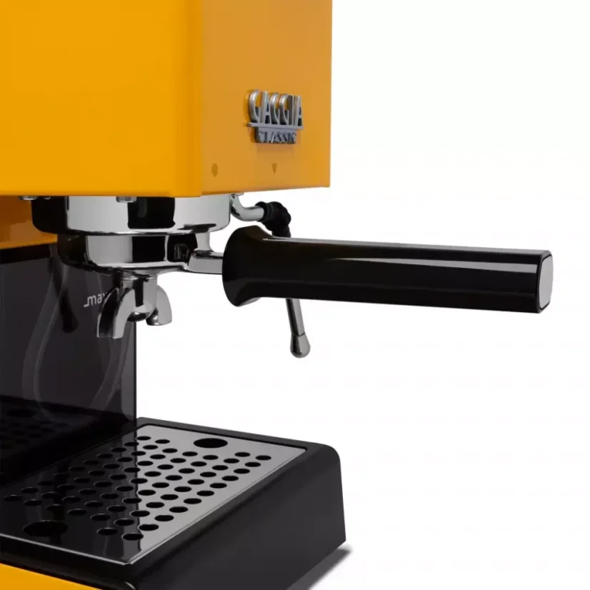 Yellow domestic lever espresso machine Gaggia New Classic EVO.