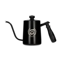 Schwanenhalskanne von Barista Space in Schwarz mit einem Volumen von 600 ml, ideal für präzises Gießen bei der Kaffeezubereitung.